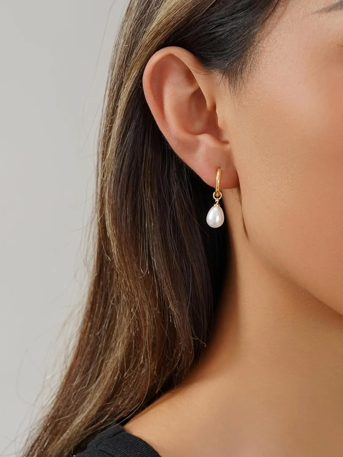Pearl Earrings for Women 14K Gold Earrings for Women Non Tarnish Waterproof Dangle Earring Simple Gold Pearl Drop Trendy Jewelry
