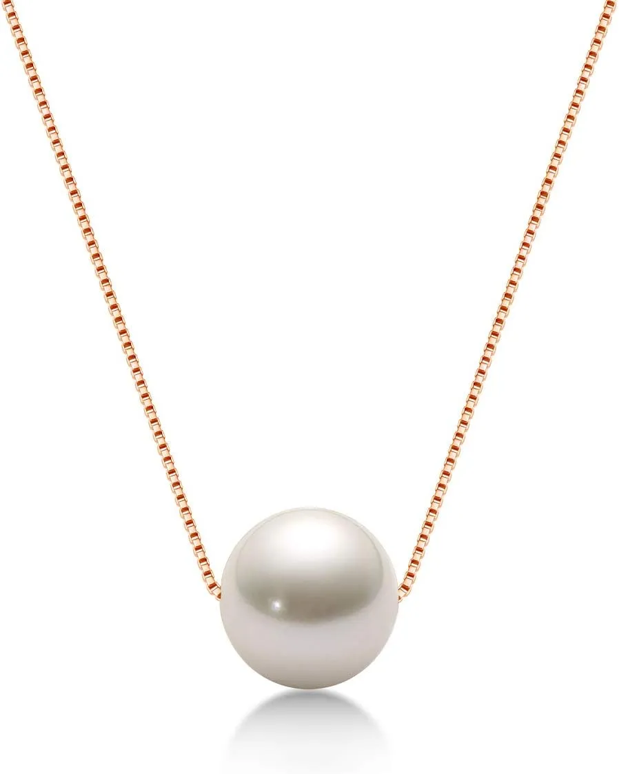 Pearl Necklaces for Women Floating Single Freshwater Pearl Pendant Necklaces with Sterling Silver 18 inch Chain Pearl Jewelry Gifts for Her 8-9mm White/Pink/Purple