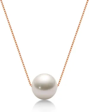 Pearl Necklaces for Women Floating Single Freshwater Pearl Pendant Necklaces with Sterling Silver 18 inch Chain Pearl Jewelry Gifts for Her 8-9mm White/Pink/Purple