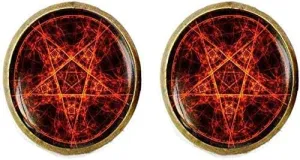 Pentagram Cufflinks Fire Pentagram Cufflinks Pentagram Jewelry Occult Satan Wiccan Jewelry