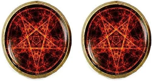 Pentagram Cufflinks Fire Pentagram Cufflinks Pentagram Jewelry Occult Satan Wiccan Jewelry