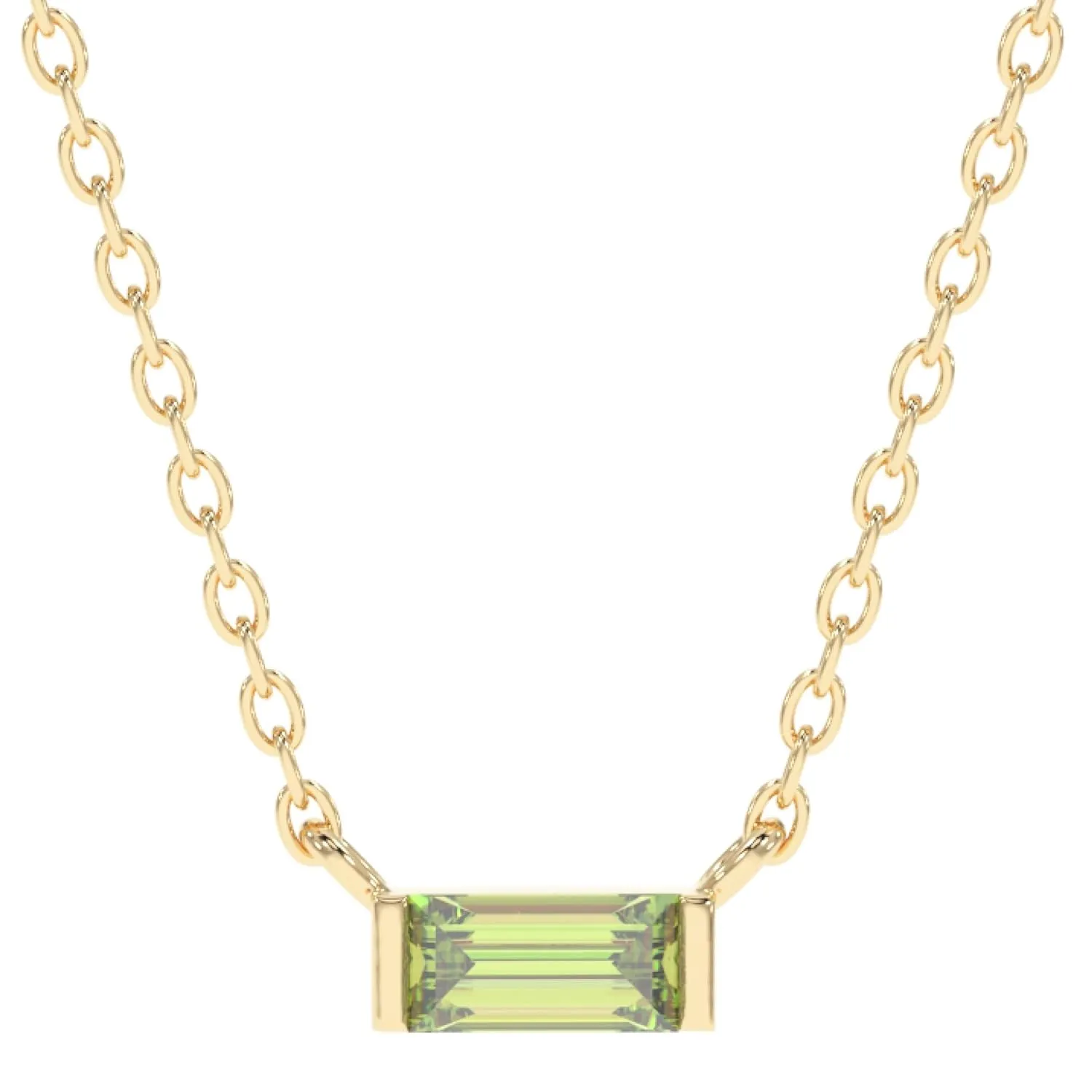 Peridot Necklace for Women, Premium Gold Minimalist Rectangle Necklaces - Tarnish Free 18K Gold Plated Certified S925 Classic Statement Necklace Gold Jewelry for Women - Mothers Day Gifts for Mom Wife