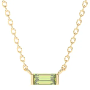 Peridot Necklace for Women, Premium Gold Minimalist Rectangle Necklaces - Tarnish Free 18K Gold Plated Certified S925 Classic Statement Necklace Gold Jewelry for Women - Mothers Day Gifts for Mom Wife