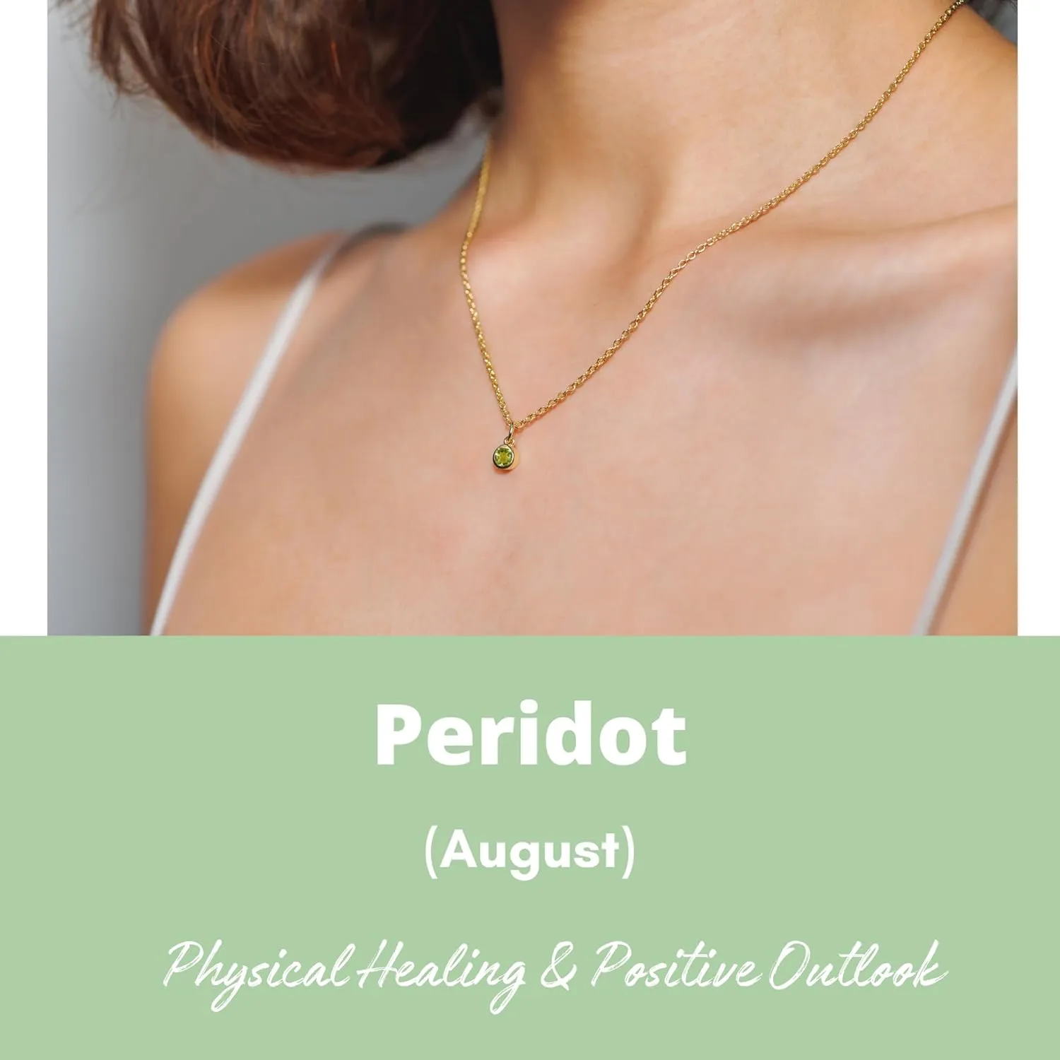 Peridot Necklace for Women, Premium Gold Minimalist Round Necklaces - Tarnish Free 18K Gold Plated Certified S925 Classic Statement Necklace Gold Jewelry for Women - Mothers Day Gifts for Mom Wife