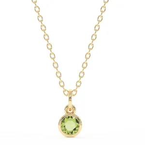 Peridot Necklace for Women, Premium Gold Minimalist Round Necklaces - Tarnish Free 18K Gold Plated Certified S925 Classic Statement Necklace Gold Jewelry for Women - Mothers Day Gifts for Mom Wife