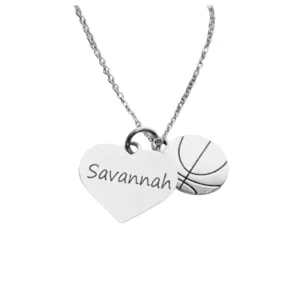 Personalized Engraved Basketball Necklace, Girls Basketball Pendant Jewelry, Gift for Basketball Players, Custom Name Pendant, Basketball Gift for Girls