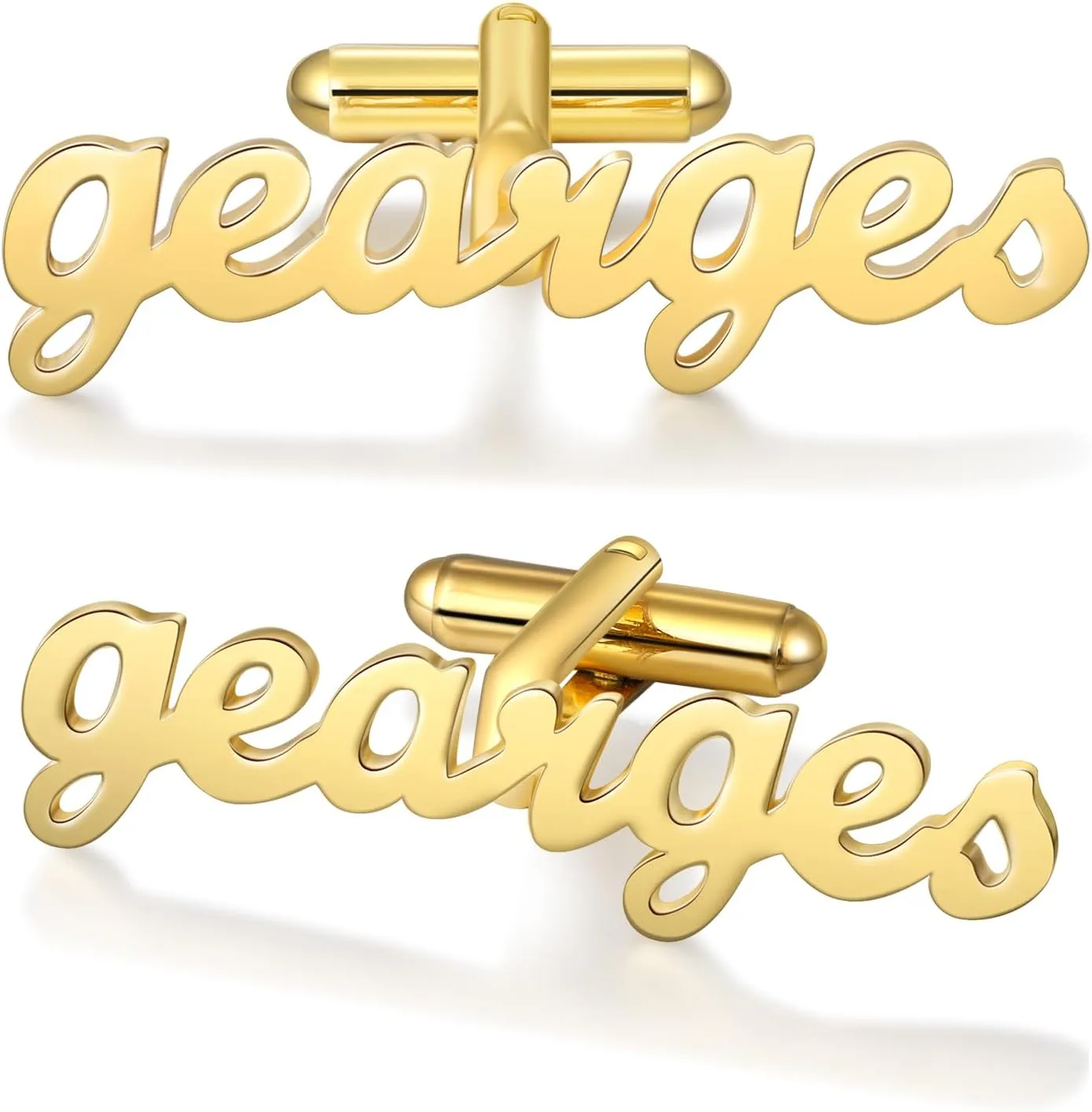 Personalized Name Cufflinks Set - Custom Gold & Silver Mens Cuff Links Engraved Initial Name Cufflinks for Groomsmen Customized Gifts