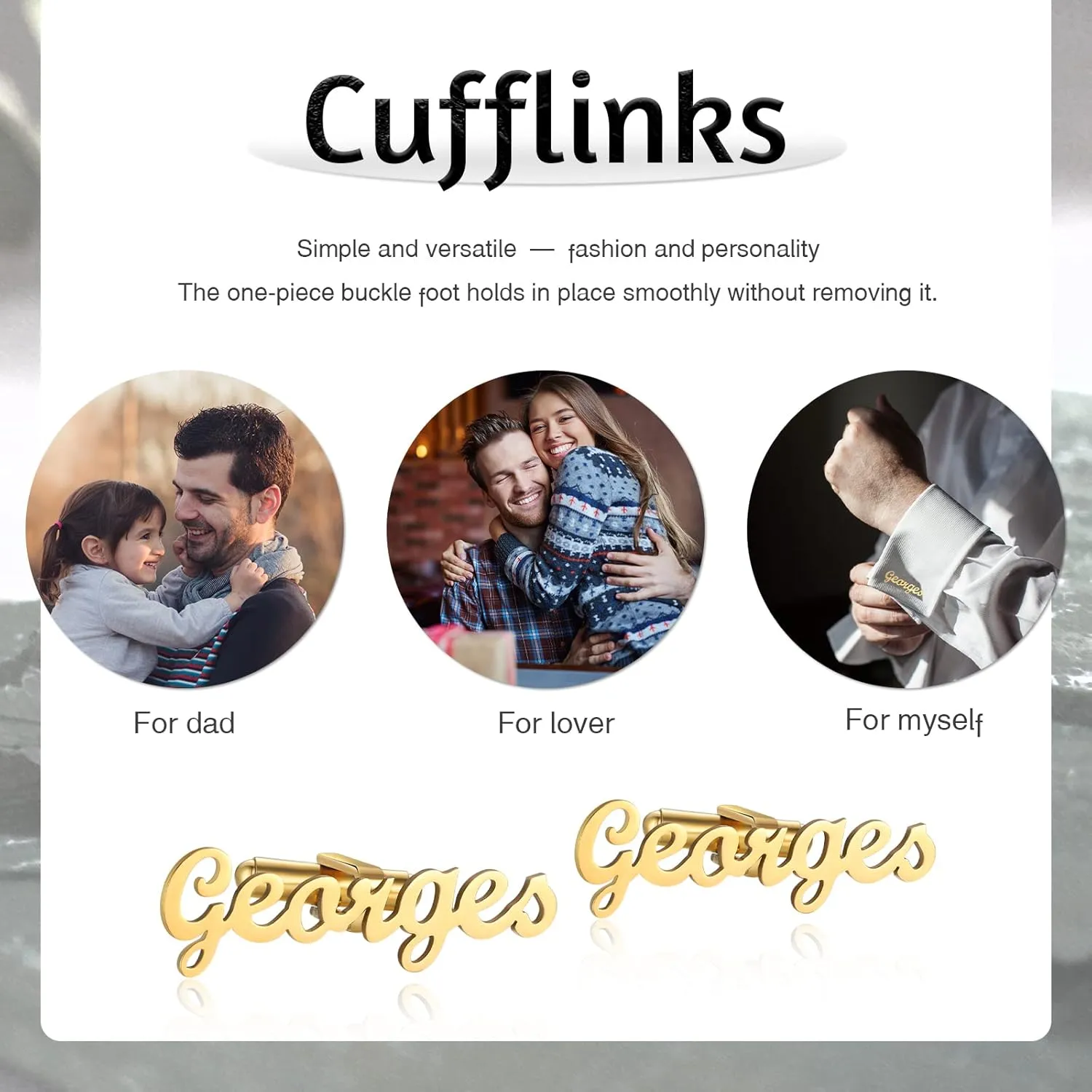 Personalized Name Cufflinks Set - Custom Gold & Silver Mens Cuff Links Engraved Initial Name Cufflinks for Groomsmen Customized Gifts