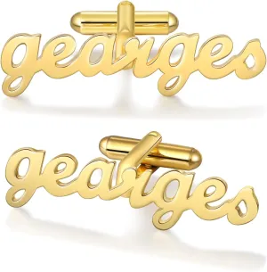 Personalized Name Cufflinks Set - Custom Gold & Silver Mens Cuff Links Engraved Initial Name Cufflinks for Groomsmen Customized Gifts