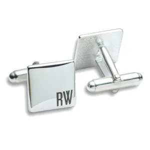 Personalized Square Initial Cufflinks in Sterling Silver