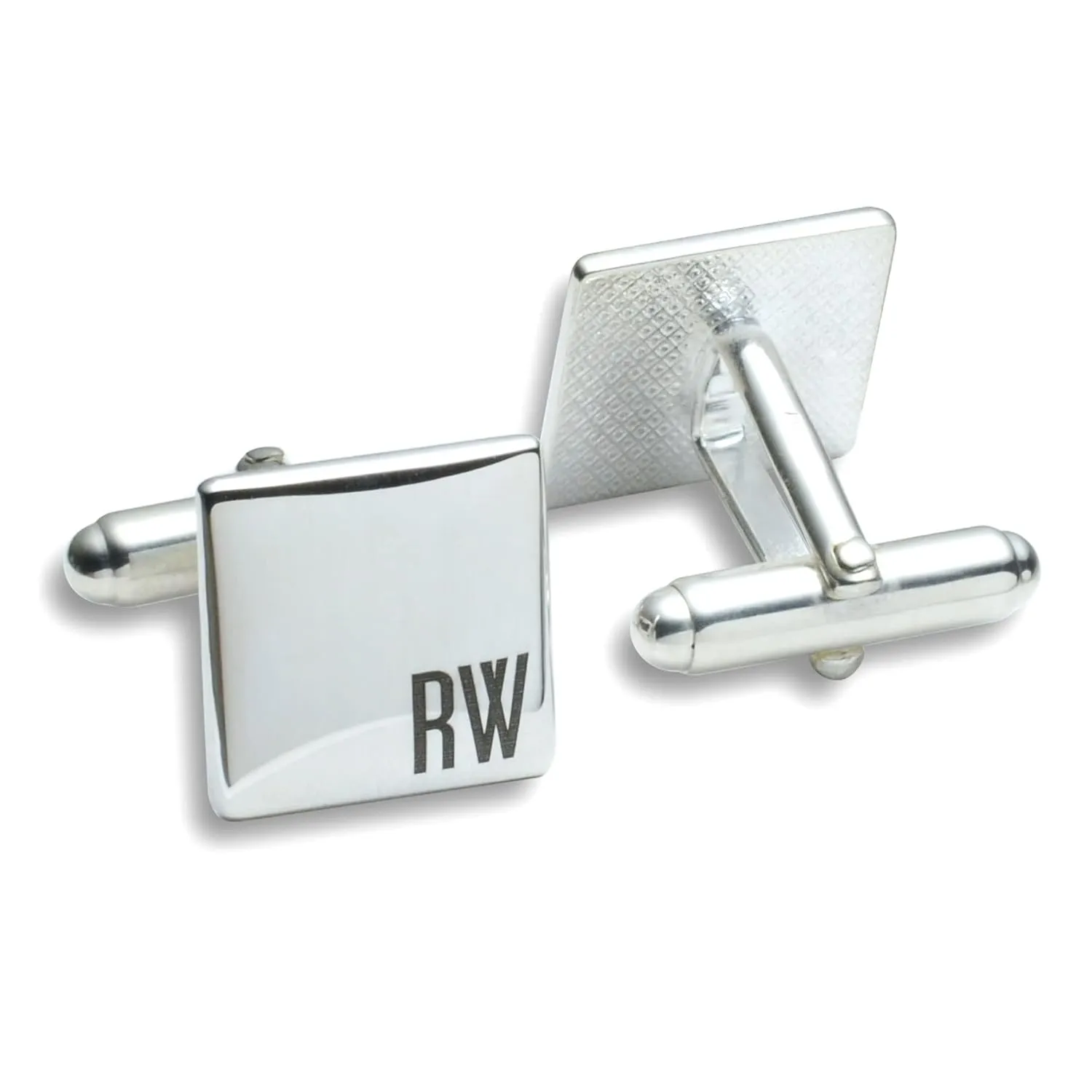 Personalized Square Initial Cufflinks in Sterling Silver