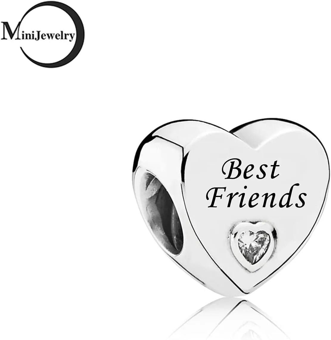 Pink Crystal Clear Love Heart Charms Compatible with Pandora Charms Moments Bracelets Sterling Silver Beads