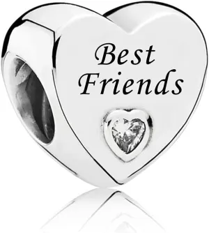 Pink Crystal Clear Love Heart Charms Compatible with Pandora Charms Moments Bracelets Sterling Silver Beads