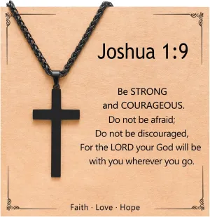 PINKDODO Mens Cross Necklace for Men Baptism Christening Religious Christian Catholic Gifts for Him Mens