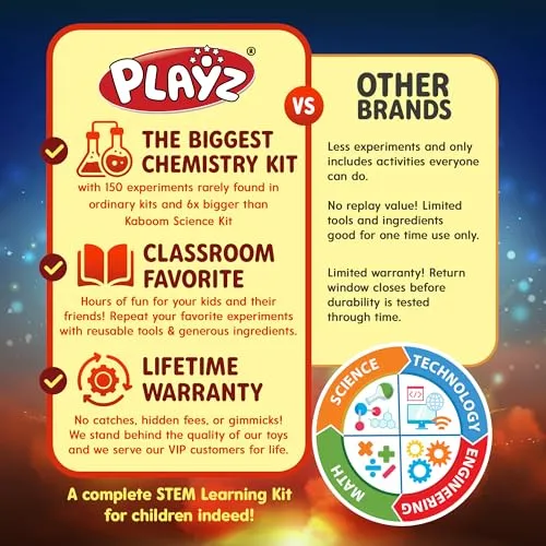 Playz Mega Kaboom! 150  Explosive Science Experiments Kit for Kids Age 8-12 with 75 App & Video Guided Experiments - Chemistry Set STEM & Educational Toys & Gifts for Boys, Girls, Teenagers & Kids