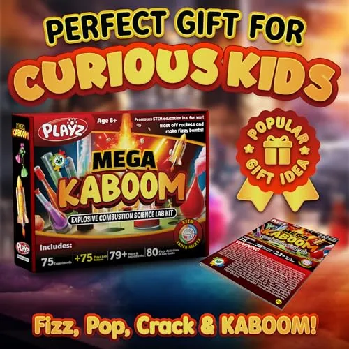Playz Mega Kaboom! 150  Explosive Science Experiments Kit for Kids Age 8-12 with 75 App & Video Guided Experiments - Chemistry Set STEM & Educational Toys & Gifts for Boys, Girls, Teenagers & Kids