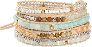 Plumiss Women Boho Handmade Natural Stone Crystal Leather Bead Wrap Bracelets Collection