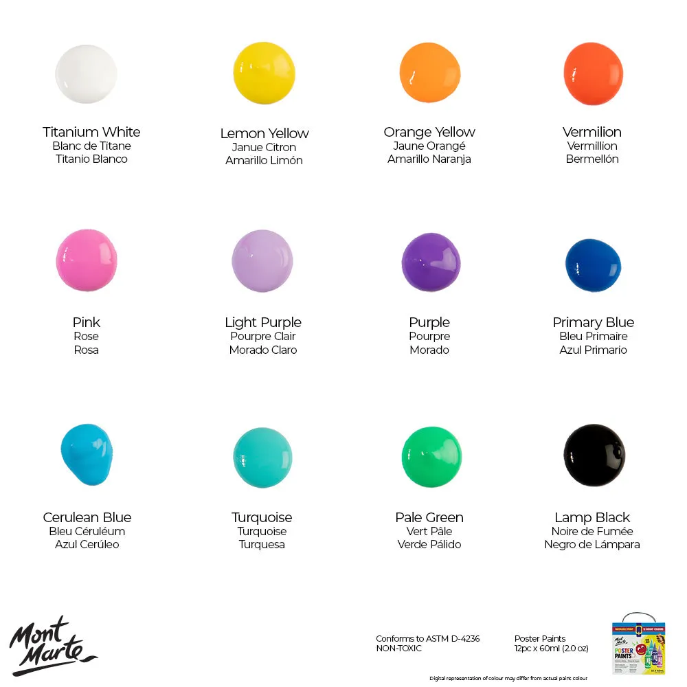 Poster Paints 12pc x 60ml (2 US fl.oz)