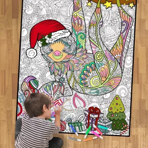 Premium Giant Christmas Sloth Coloring Poster