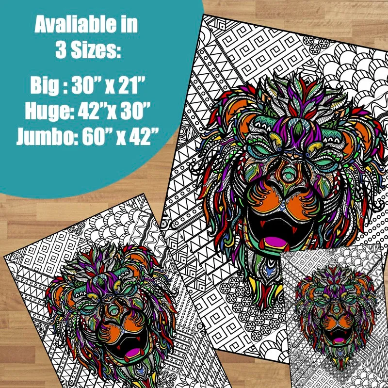 Premium Giant Lion Coloring Poster