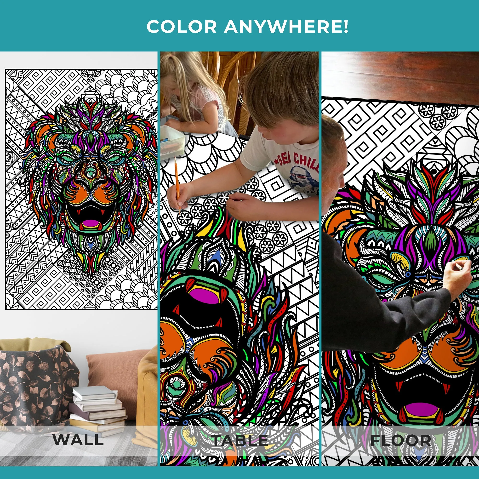 Premium Giant Lion Coloring Poster