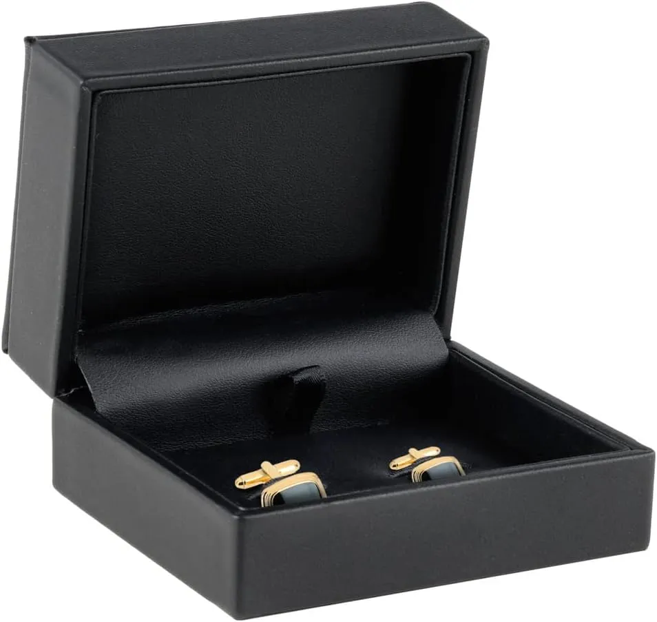 Premium Soft Leather Cufflink Box for Men - Stylish Cufflink Jewelry Gift Box - Elegant Design Leather Interior with Superior Stitching- Cufflink Display Case & Cufflink Holder by AllurePack