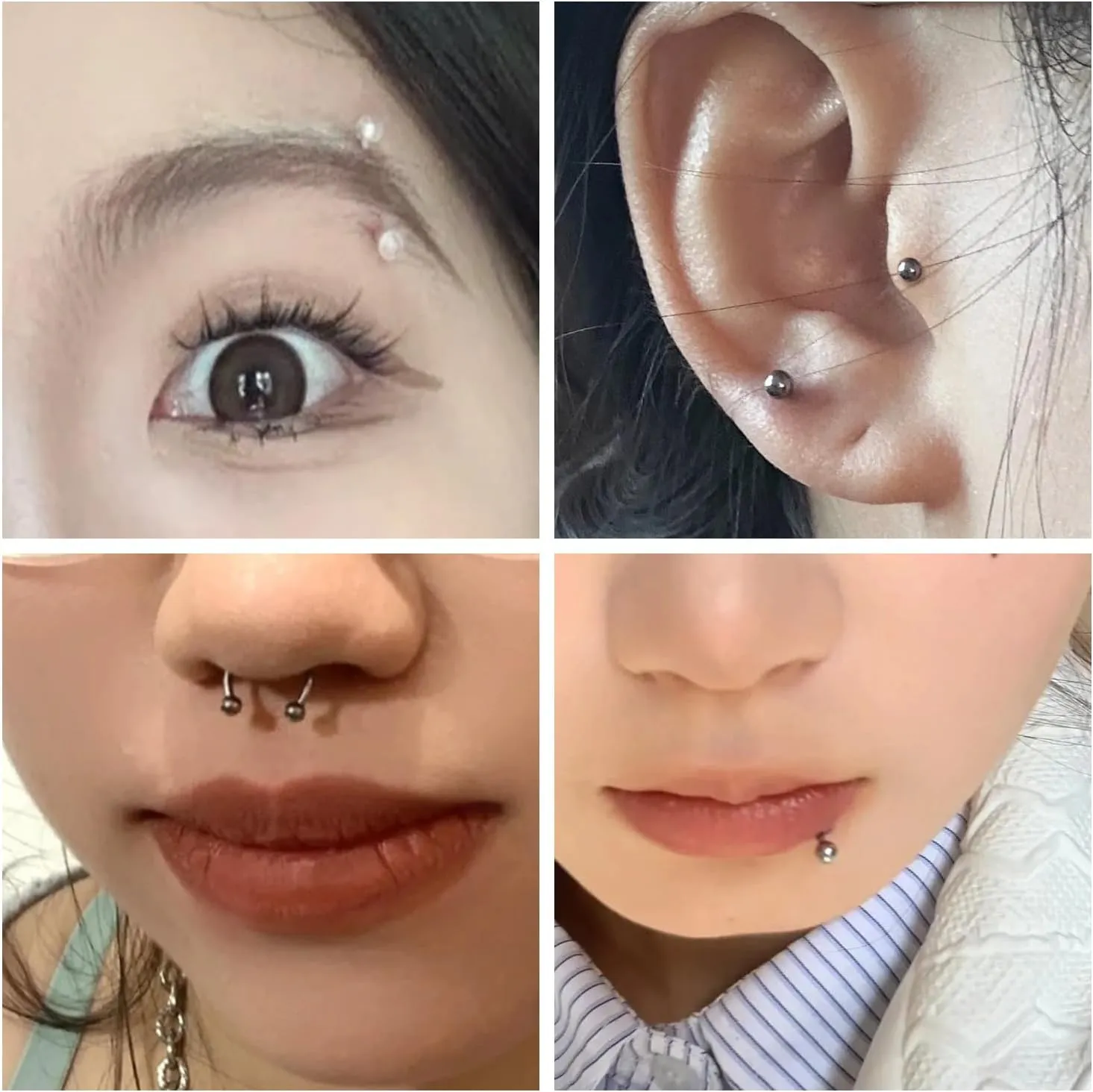 Prjndjw 16G Lip Rings 316 L Stainless Steel Helix Earrings Cartilage Earring Nose Septum Rings Eyebrow Piercing Jewelry Earring Studs for Women 18 Pairs Lip Studs Labret Monroe Lip Rings