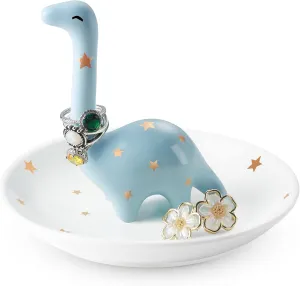 PUDDING CABIN Dinosaur Ring Holder for Jewelry, Christmas Gifts for Women Girls Birthday Wedding Graduation Valentines Bday Gift, Jewelry Dish Tray for Rings Bracelets Necklace Organizer