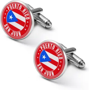Puerto Rico Flag Cufflinks Cuff Links for Men, Shirt Buttons Cuff Links Set Accessories 1.7cm