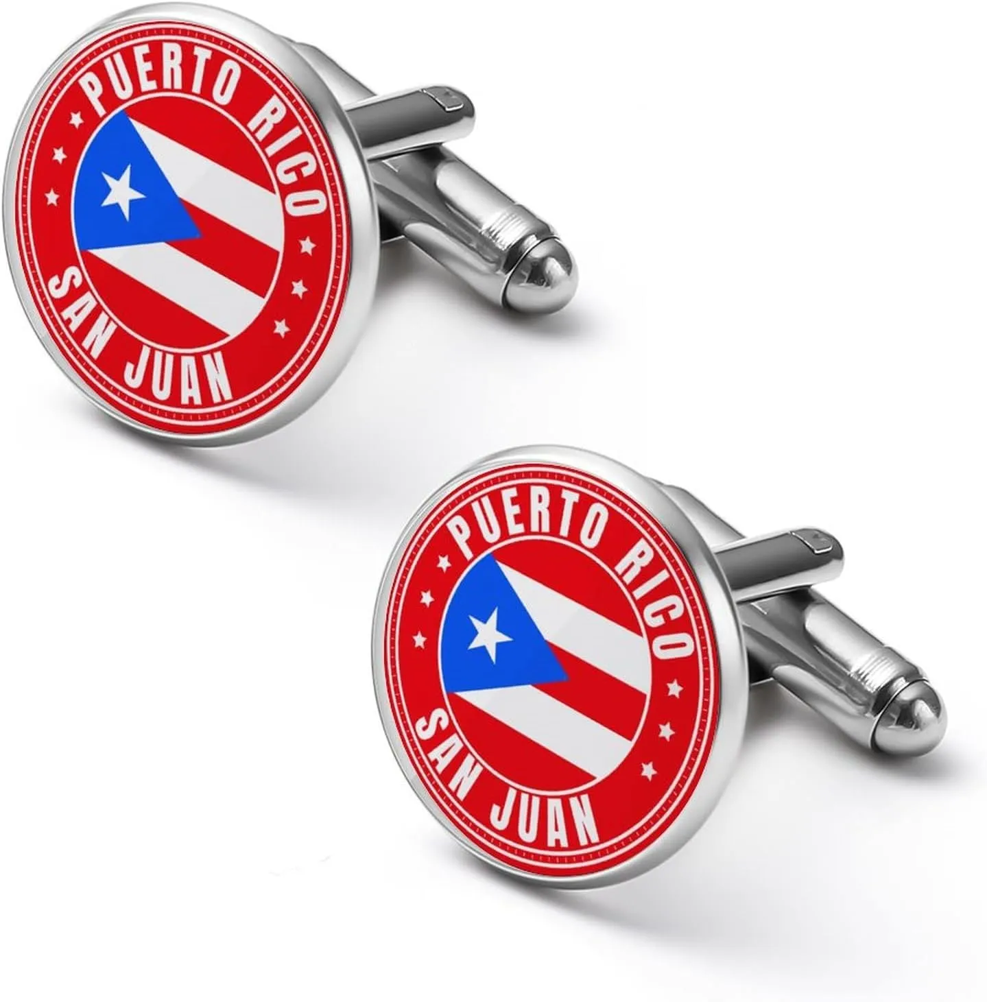 Puerto Rico Flag Cufflinks Cuff Links for Men, Shirt Buttons Cuff Links Set Accessories 1.7cm