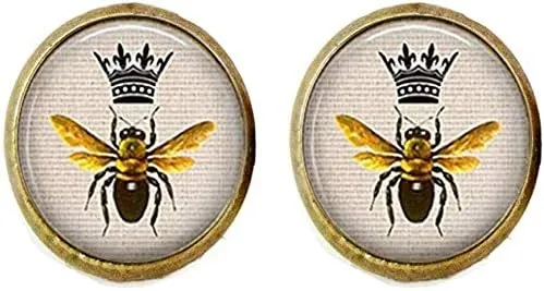 Queen bee Crown Cufflinks Crown Queen bee Cufflinks Queen bee Insect Art Jewelry