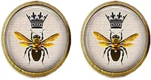 Queen bee Crown Cufflinks Crown Queen bee Cufflinks Queen bee Insect Art Jewelry