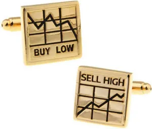 "Buy Low Sell High" Gold Stockbroker Trader Cufflinks  Stylish Investment Accessory for Financial Professionals