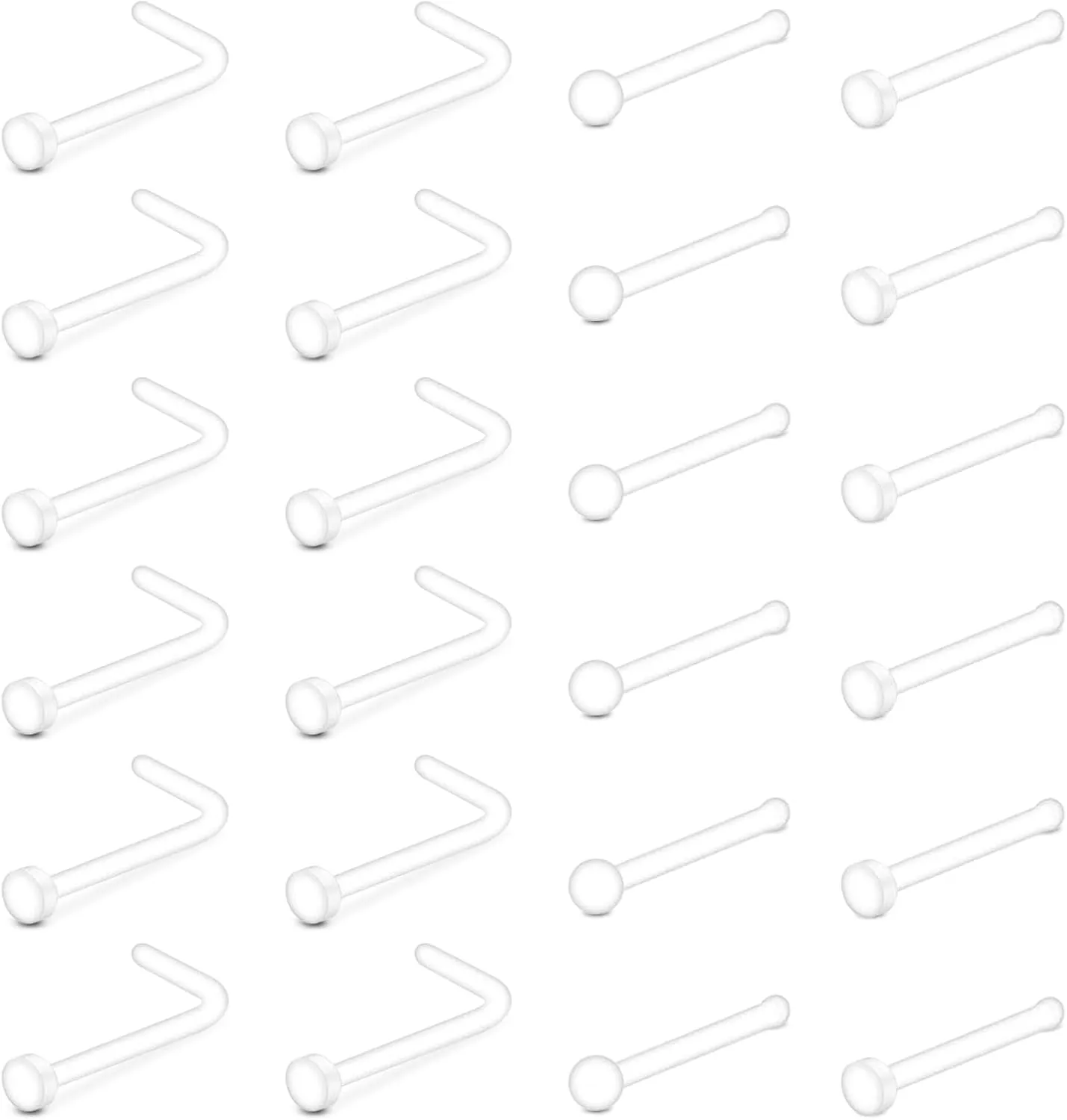 QWALIT 20g 18g Clear Nose Studs for Work Clear Nose Rings for Work Clear Nose Piercing Plastic Nose Rings for Surgery Invisible Nose Ring Retainer Clear Nose Ring Spacers Nose Retainers