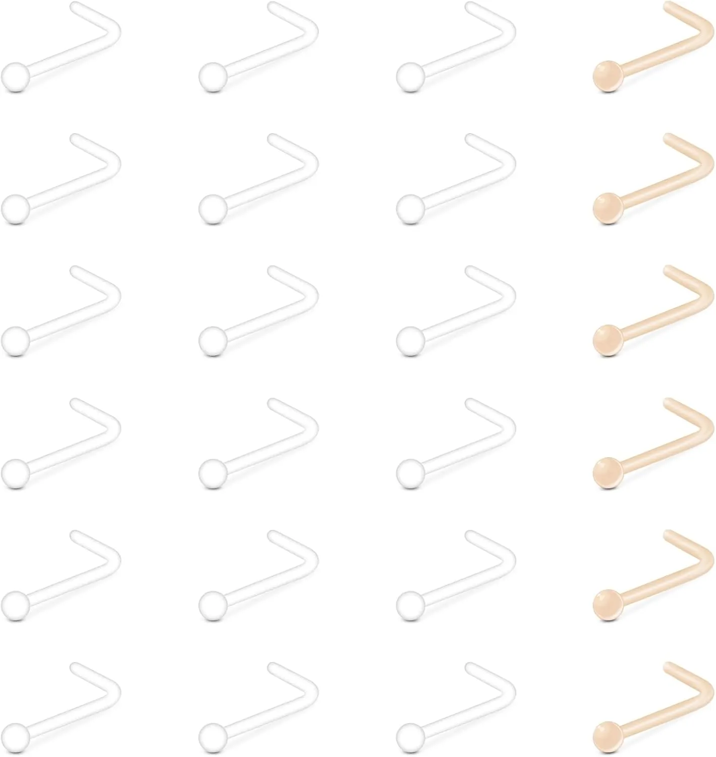 QWALIT 20g 18g Clear Nose Studs for Work Clear Nose Rings for Work Clear Nose Piercing Plastic Nose Rings for Surgery Invisible Nose Ring Retainer Clear Nose Ring Spacers Nose Retainers