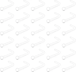 QWALIT 20g 18g Clear Nose Studs for Work Clear Nose Rings for Work Clear Nose Piercing Plastic Nose Rings for Surgery Invisible Nose Ring Retainer Clear Nose Ring Spacers Nose Retainers