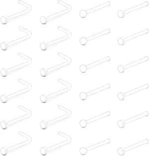 QWALIT 20g 18g Clear Nose Studs for Work Clear Nose Rings for Work Clear Nose Piercing Plastic Nose Rings for Surgery Invisible Nose Ring Retainer Clear Nose Ring Spacers Nose Retainers