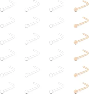 QWALIT 20g 18g Clear Nose Studs for Work Clear Nose Rings for Work Clear Nose Piercing Plastic Nose Rings for Surgery Invisible Nose Ring Retainer Clear Nose Ring Spacers Nose Retainers