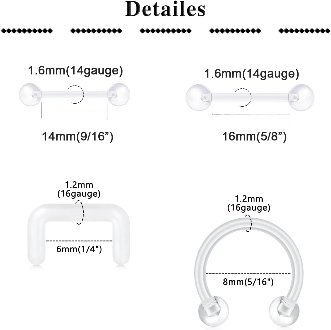 QWALIT 20g 18g Clear Nose Studs for Work Clear Nose Rings for Work Clear Nose Piercing Plastic Nose Rings for Surgery Invisible Nose Ring Retainer Clear Nose Ring Spacers Nose Retainers