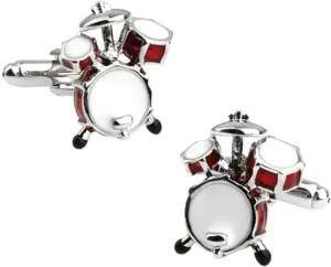 Red Drum Set Drummer Cufflinks  Stylish Accessory for Music Lovers