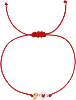 Red Initial Bracelet Initial Letter String Gold Bracelets for Women Men Heart Shape Braided Bracelets Personalized Birthday Valentines Gifts for Mom Sister.