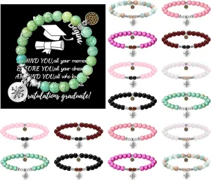 Remuuly 16 Set Graduation Bracelet Gifts for Her or Him Graduation Compass Beaded Bracelets Graduate College High School Inspirational Gifts for Classmates