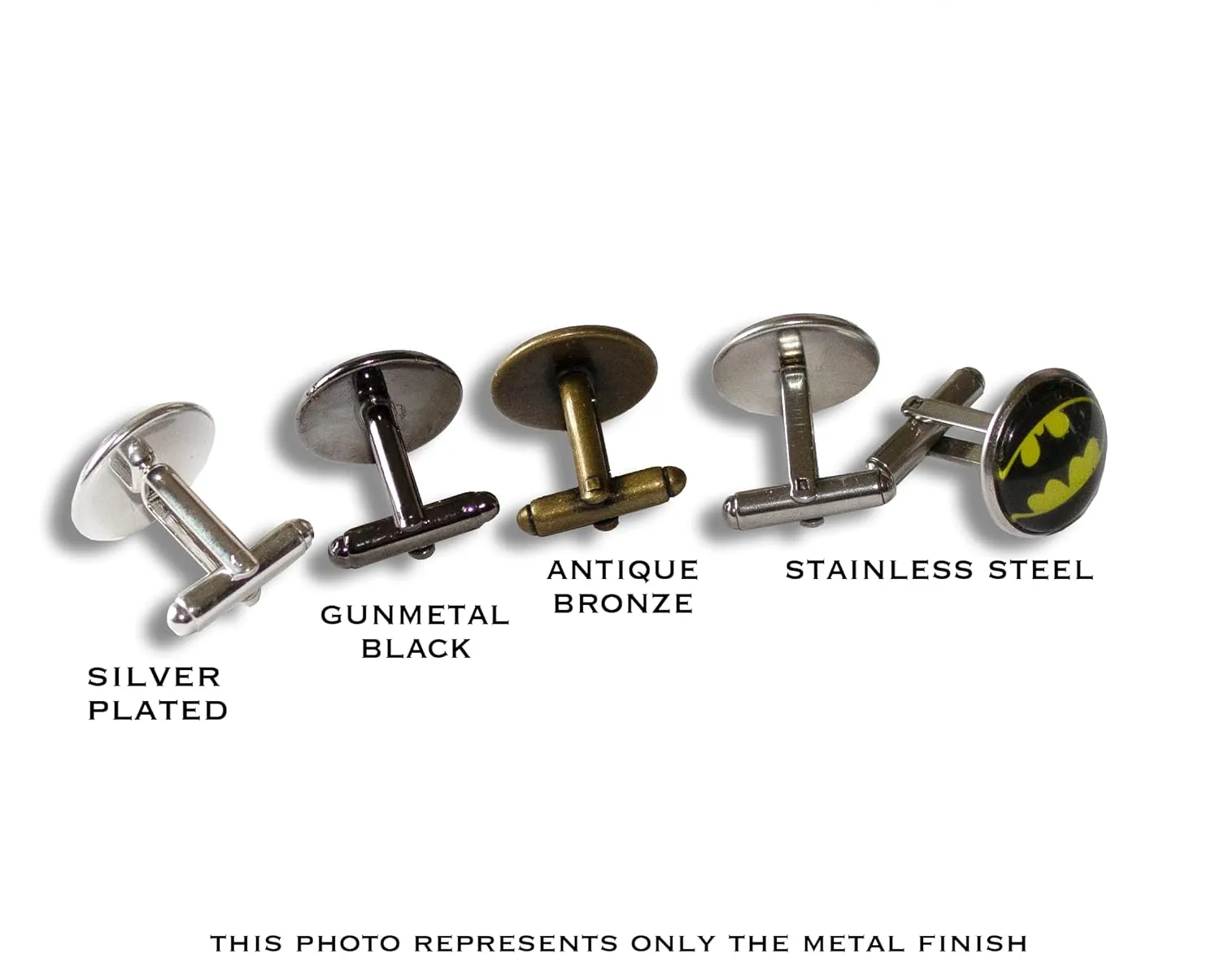 Retro Tattoo Eagle Patriotism Handmade ROUND Glass Metal Cuff LInks Cufflinks Gift for Him (Silver Plated)