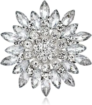 Rhinestone Sunflower Brooch for Women Sparkling Cubic Zirconia Flower Brooch Pin Elegant Large Crystal Floral Lapel Pin Dainty Clothing Hat Bag Accessories Christmas Wedding Bridal Birthday Jewelry