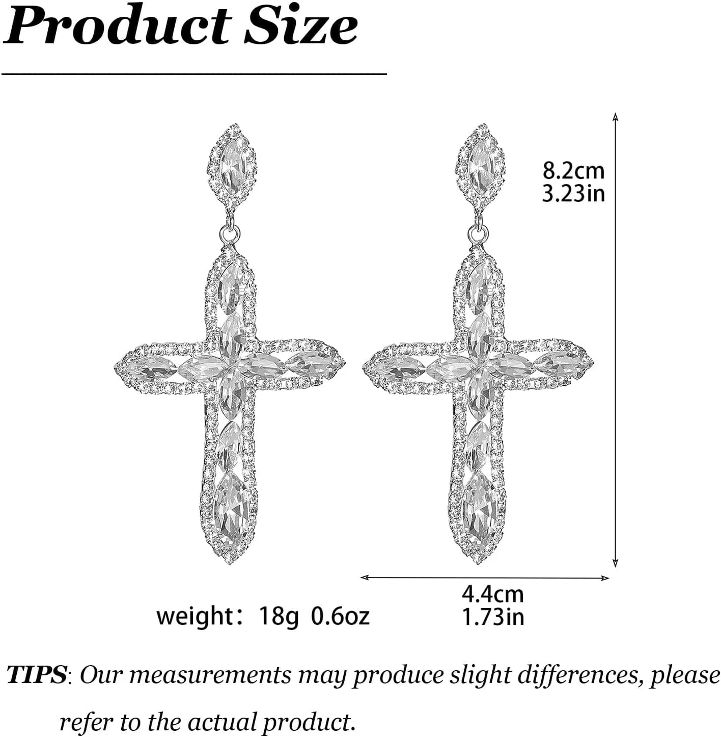 Rhinsetone Cross Earrings for Women Silver Sparkle Cross Earrings Dangle CZ Gothic Prom Earring First Communion Jewelry Gifts