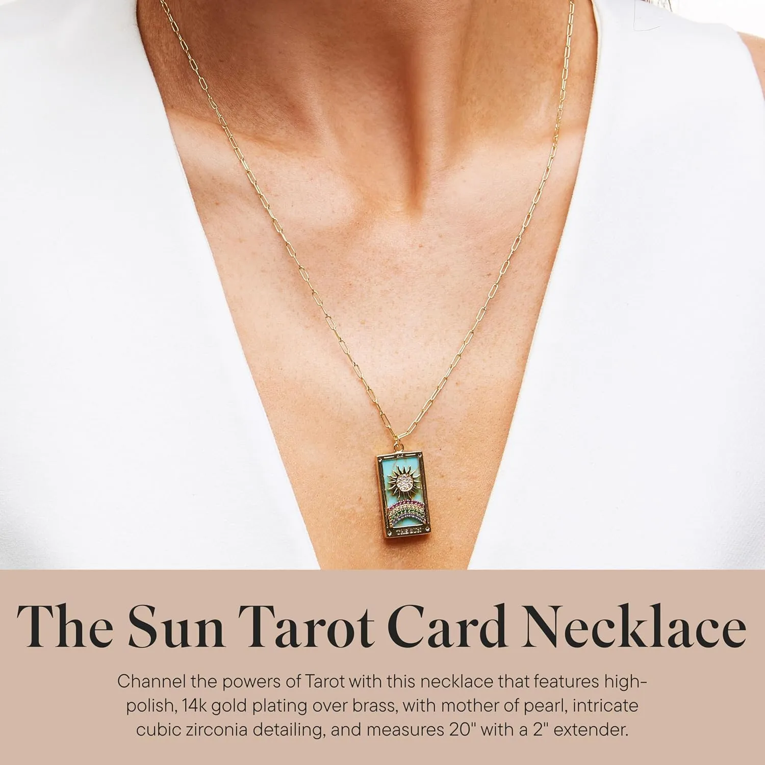 Rocksbox Tarot Card Pendant Necklace - Gold Chain Necklace for Women - 14k Gold Plating - Premium Quality Jewelry