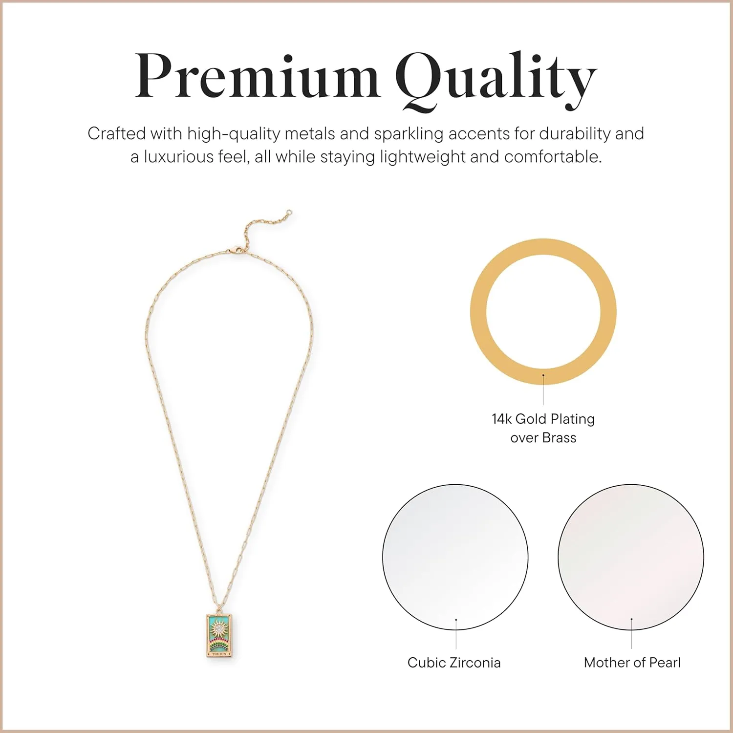 Rocksbox Tarot Card Pendant Necklace - Gold Chain Necklace for Women - 14k Gold Plating - Premium Quality Jewelry