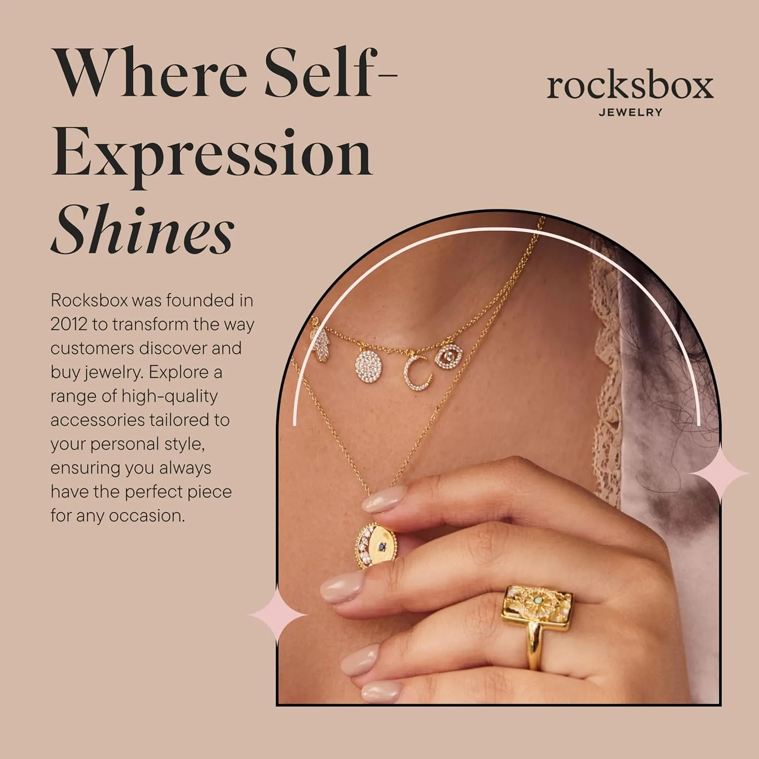 Rocksbox Tarot Card Pendant Necklace - Gold Chain Necklace for Women - 14k Gold Plating - Premium Quality Jewelry