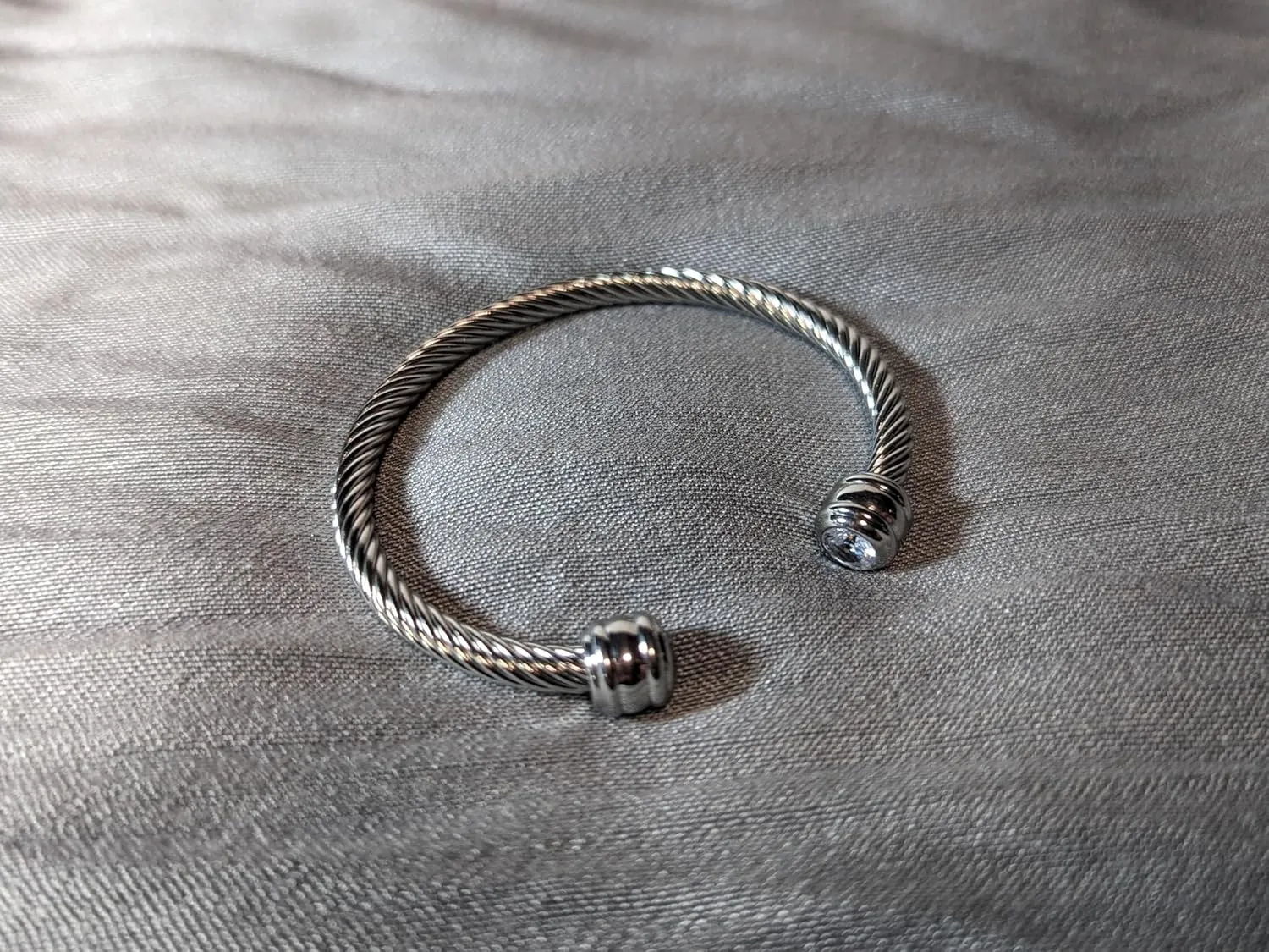 Rope bangle birthstone bracelet with 2 gemstones, choose from 12 simulated gemstones, adjustable fit, elegant style