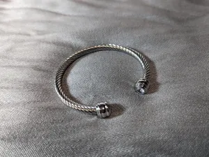 Rope bangle birthstone bracelet with 2 gemstones, choose from 12 simulated gemstones, adjustable fit, elegant style